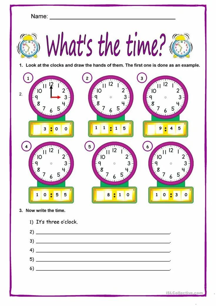 Telling the time worksheet