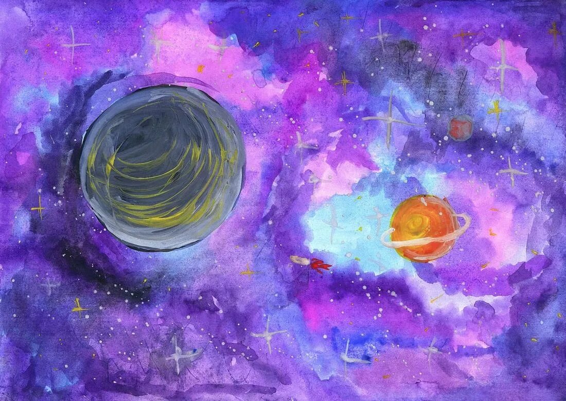 Загадочный космос рисунки. Космический пейзаж. Рисунок на тему космос. Рисование космос. Космос красками для детей.