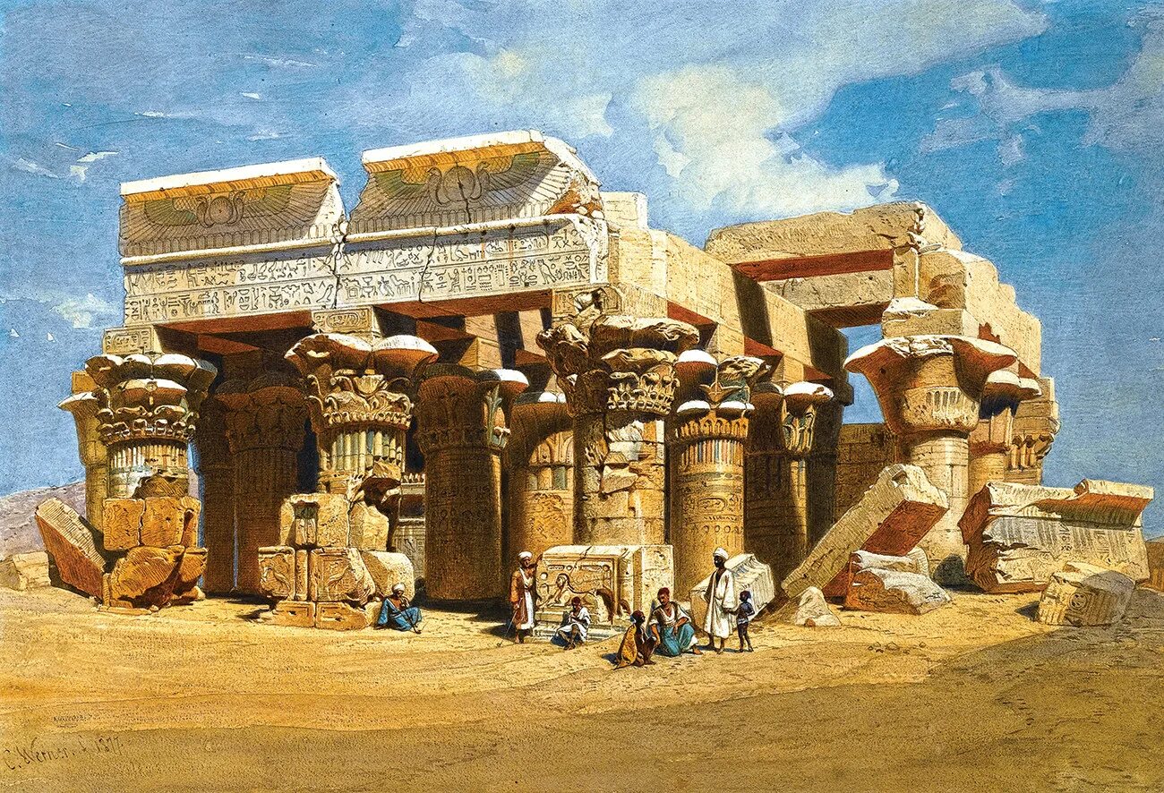 Египет до нашей эры. Храм ком омбо египет. carl friedrich heinrich werner египет. святилище храма древнего египта. архитектура древнего царства египта арт.