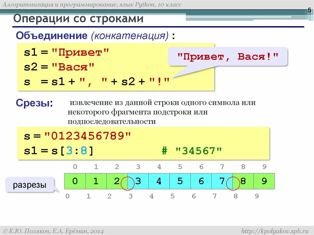 Строки в питоне. Объединение строк в питоне. Программирование питон 10 класс. Срезы в питоне для строк. Операция сложения строк