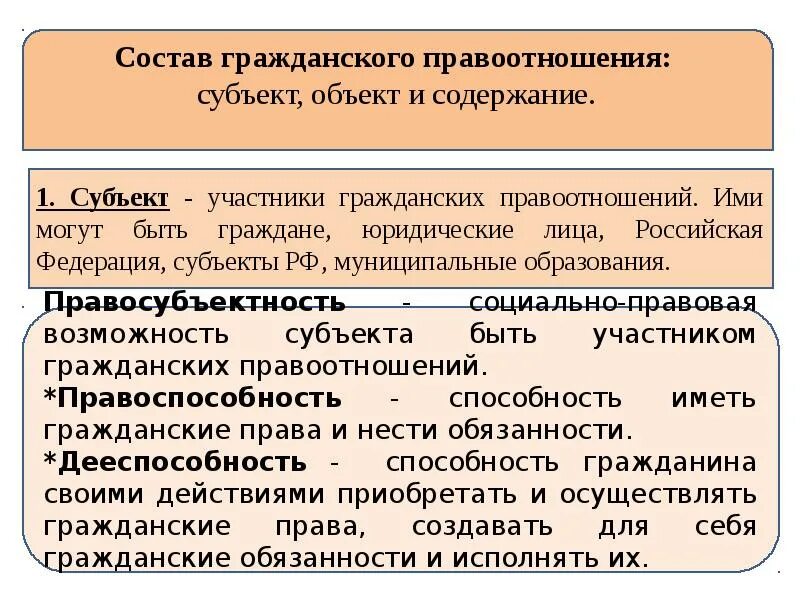 Понятия субъектов гражданских правоотношений. Субъекты и объекты гражданских правоотношений. Состав гражданских правоотношений. Субъекты и содержание гражданских правоотношений. Субъекты и объекты гражданских правоотношений таблица.