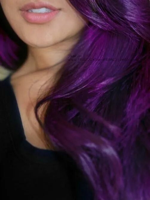 Как выглядит цвет баклажан Dark purple hair shared by Petite Marmotte