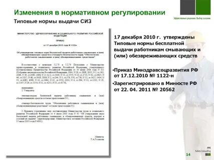 Приказ о новых нормах выдачи сиз