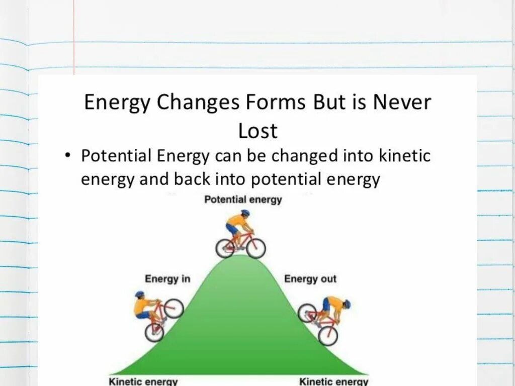 Could be changed. Potential and Kinetic Energy forms. Energy can be defined as the ability to do work..