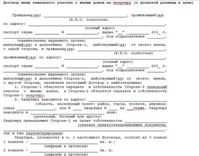 Договор мены жилого помещения жилищное право
