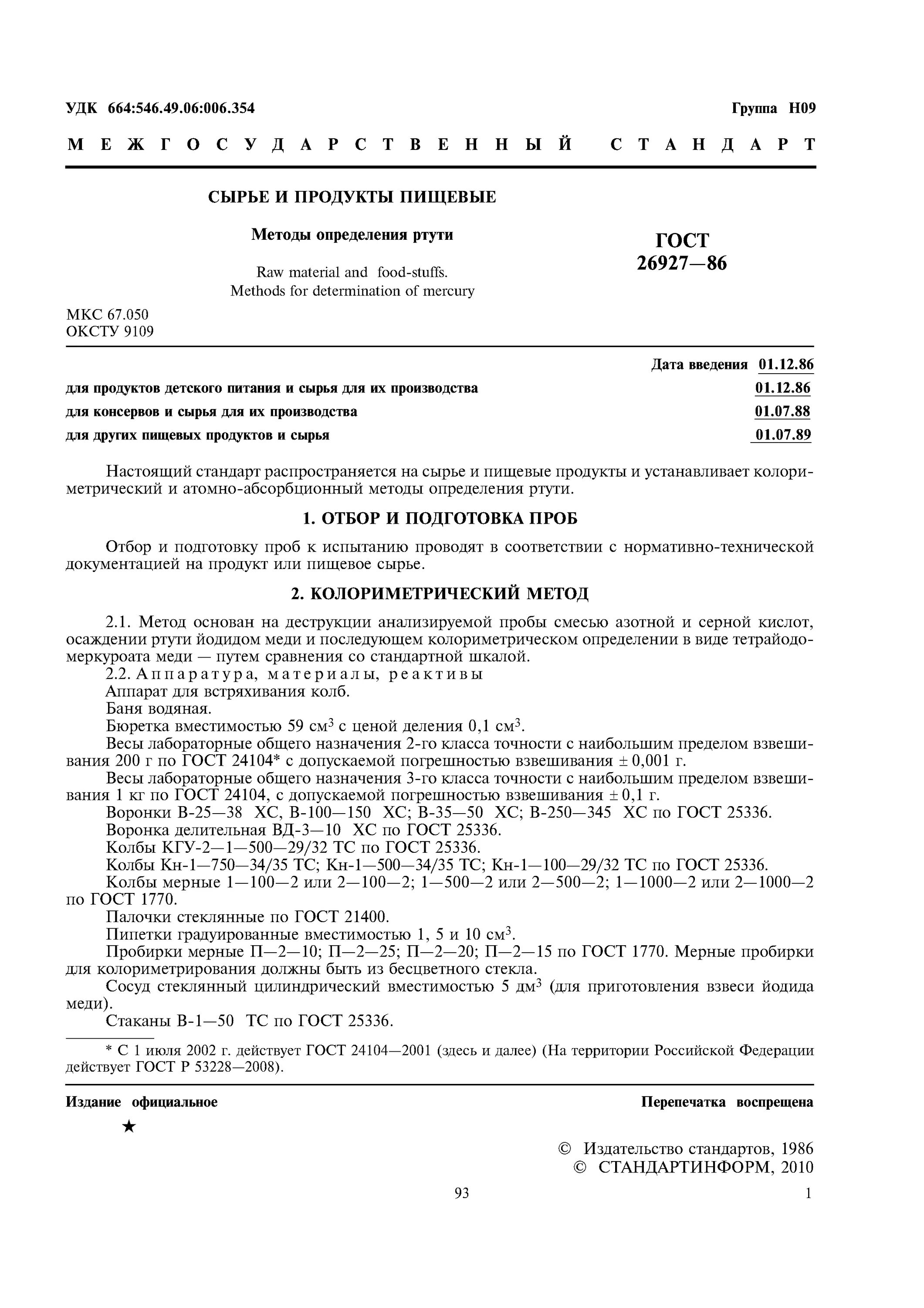 Метод определение ртути. Метод определение ртути