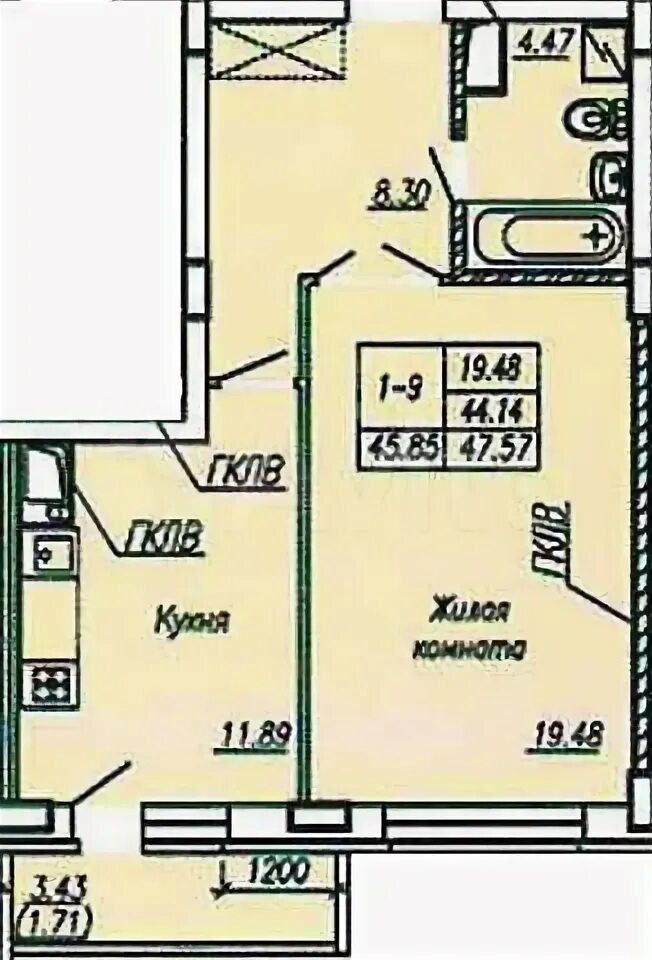 1 комнатная квартира на елецком