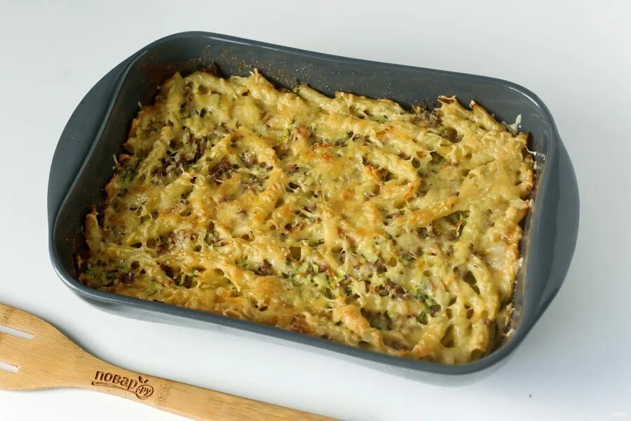 Запеканка из макарон с кабачками