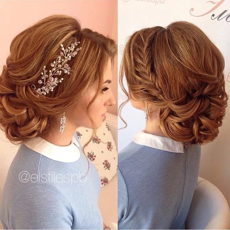 Idea per delle acconciature capelli medi di colore biondo e castano e accessori 