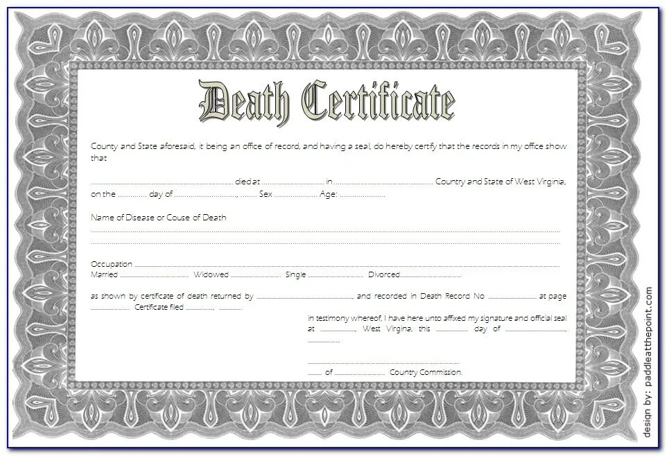Death Certificate USA. Death Certificate Template. Certificate of Death Virginia.