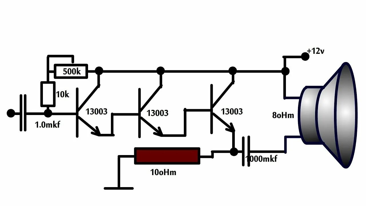 Звук 12 вольт. Усилитель звука на двух транзисторах 12 вольт. Транзистор 13003 усилитель звука. Усилитель на транзисторах 13007. Схема усилителя звука на транзисторах 12 вольт своими руками.