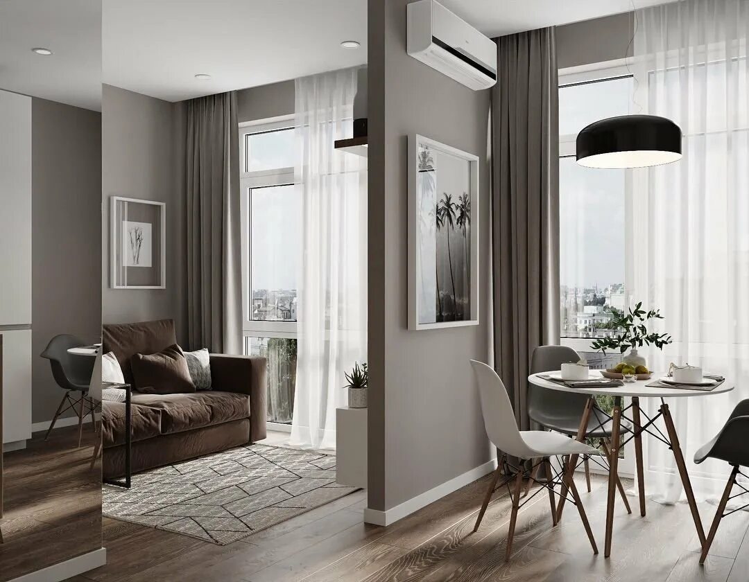 Хрущевка однушка в стиле лофт. Кухня-гостиная 30 кв два окна. Интерьер однушки хрущевки 30 кв. М. Студия 30 кв м планировка в лофт.