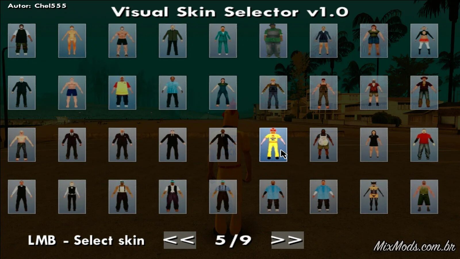 Selector gta. Skin Selector 1.1 GTA sa. GTA sa скин селектор. Visual Skin Selector. Скины для скин селектора ГТА са.