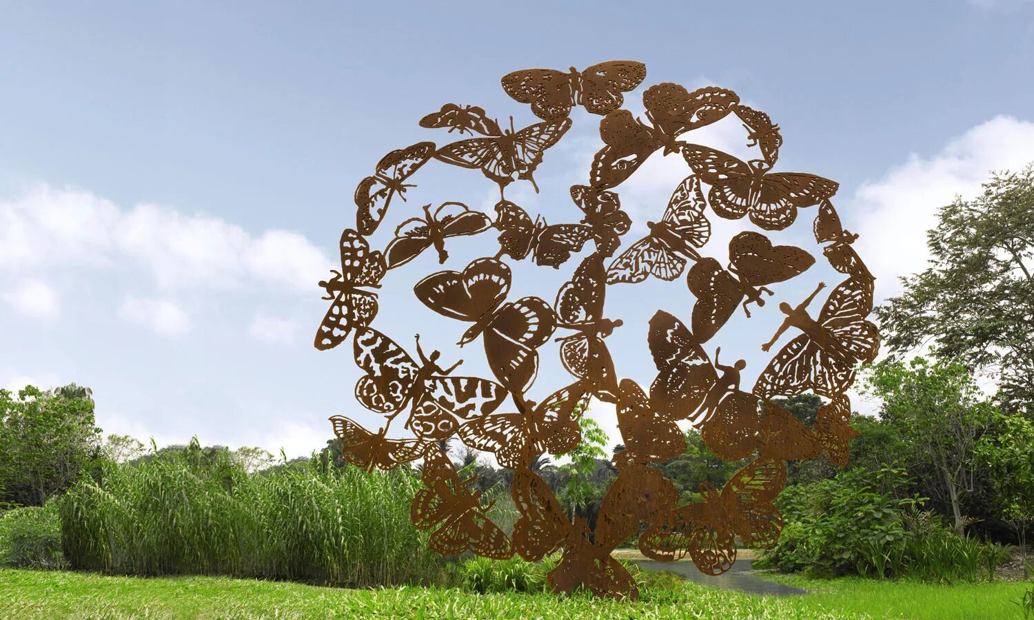 металлическое дерево. жауме пленса скульптуры йоркширском парке. арт объект дерево. арт объект жизнь. инсталляция из металла.