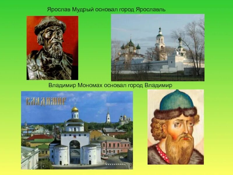 Города построенные ярославом мудрым. Город основанный Владимиром Мономахом. Основатель города Владимира на Клязьме.