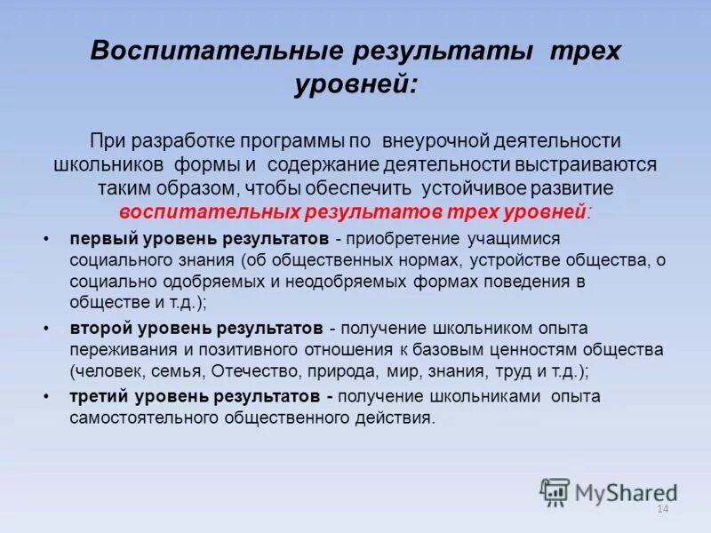 Уровни результатов воспитательной работы. Первый уровень воспитательных результатов. Три уровня воспитательных результатов.