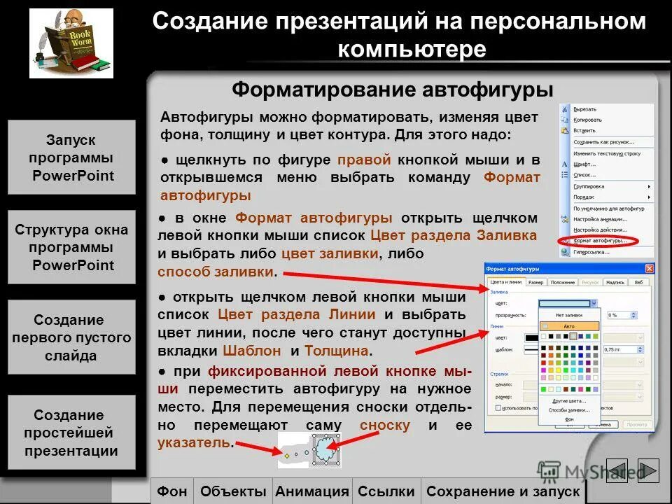 Форматирование компьютера. Форматирование презентации. форматирование автофигуры. создание презентаций. программы разработки презентаций.