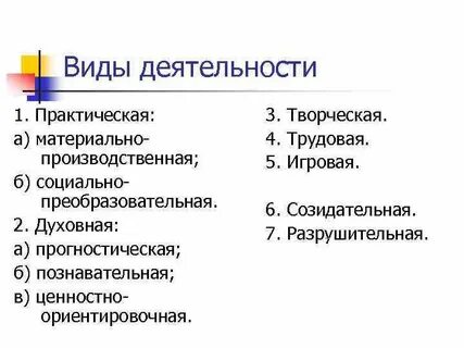 Созидательной творческой деятельности