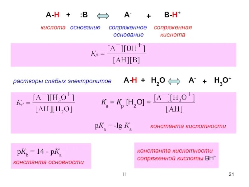 Константы кислотности, основности и их показатели.. Формула для расчета константы кислотности. Константа кислотности и Константа основности. Константа кислотности и PH растворов слабых кислот.