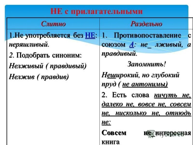 Постоянные признаки прилагательного в морфологическом