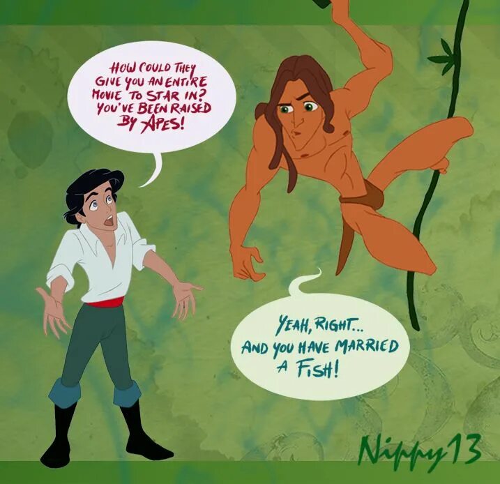 Тарзан и Ариэль. Тарзан и Ариэль любовь. Анекдот Джейн и тарзан. Tarzan_and_Hercules.