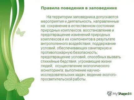 Правила поведения на территории заповедника