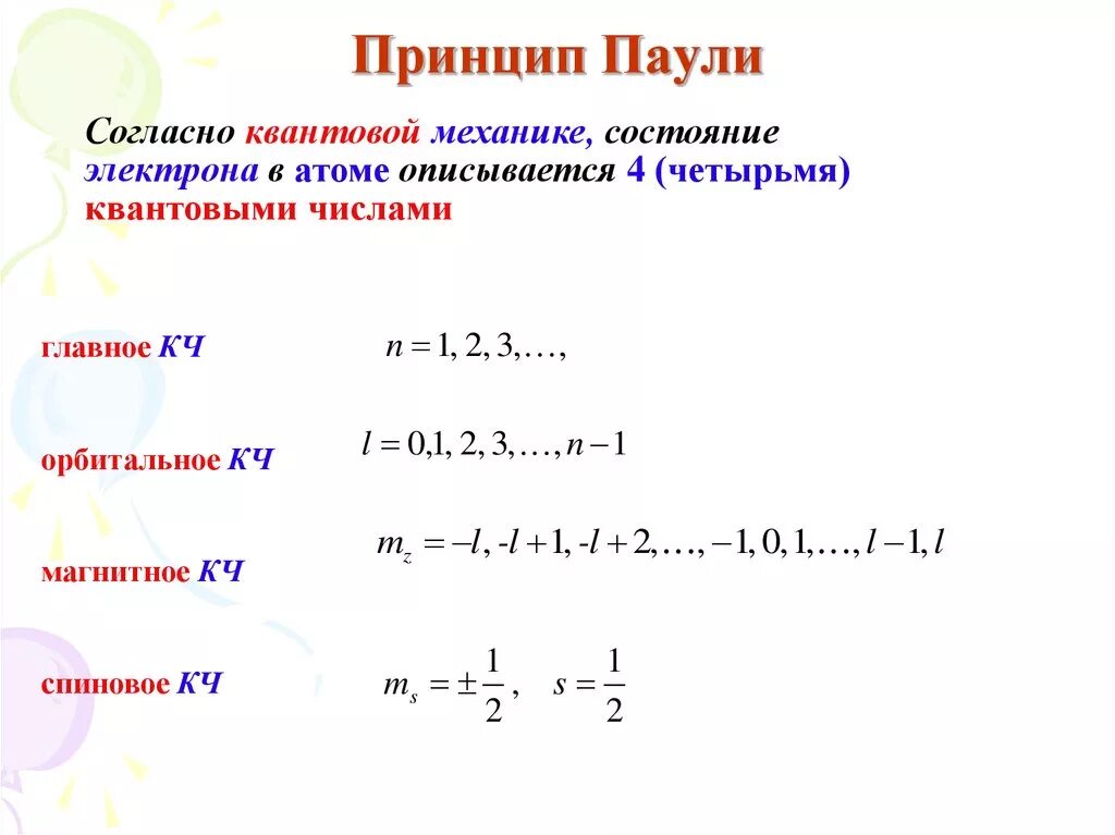 Принцип паули атом. Принцип Паули. Квантовые числа принцип Паули. Принцип Паули и следствия из него. Принцип Паули формулировка.