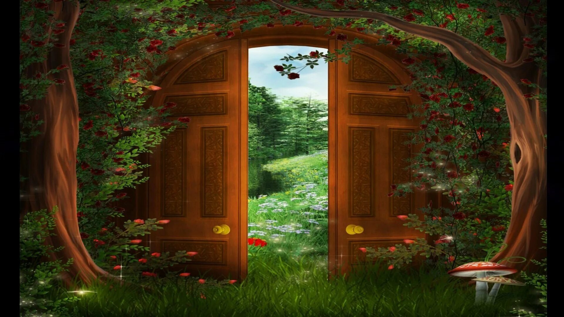 Песня ворота открой. Сказочная дверь. Дверь в сказку. Дверь в природу. Дверь в волшебную страну.