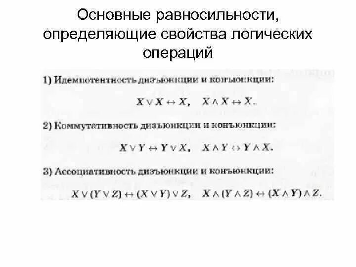 Путем преобразования докажите равносильность следующих высказываний. Равносильности алгебры логики. основные равносильности законы логики. основные равносильности логики высказываний. основные равносильности булевых операций.