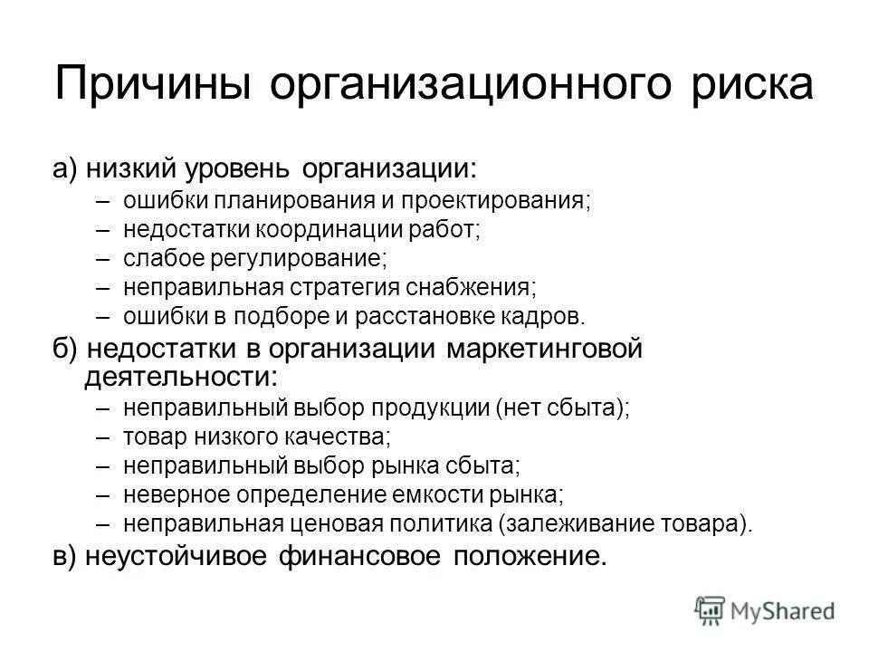 К внешним рискам относятся проекта