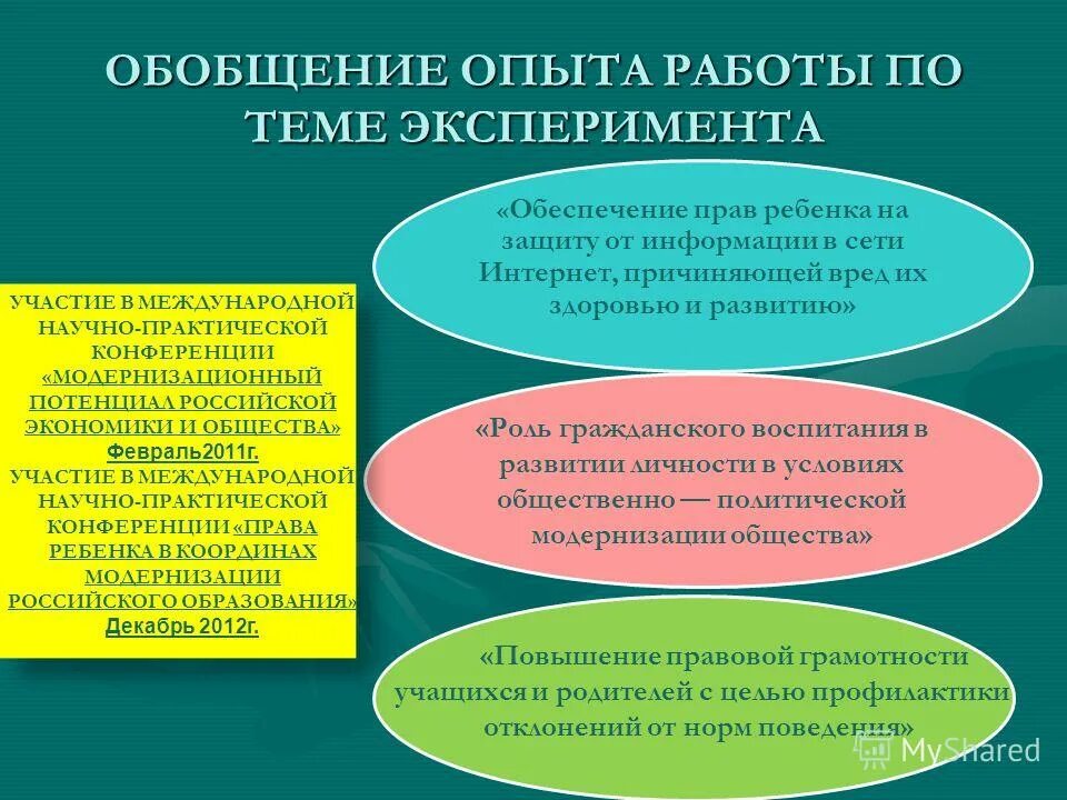 Обобщение опыта преподавания.. Условия эксперимента обобщение. Темы обобщения опыта по работе с родителями. Опыт получения продуктов различными субъектами. Роль в развитии общества среднего класса