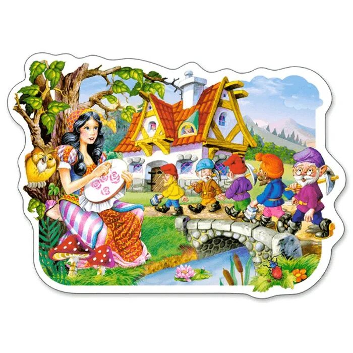 Пазл Castorland Snow White and the Seven Dwarfs (b-015085), 15 дет.. Пазлы Белоснежка и семь гномов. Пазлы Белоснежка Castorland. Пазл Белоснежка и 7 гномов Step Puzzle. Пазлы белоснежка