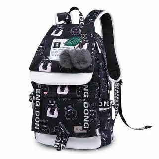 Upgrade Lightweight Fashion Tide Female Emoticon Printing Backpack Waterproof Po