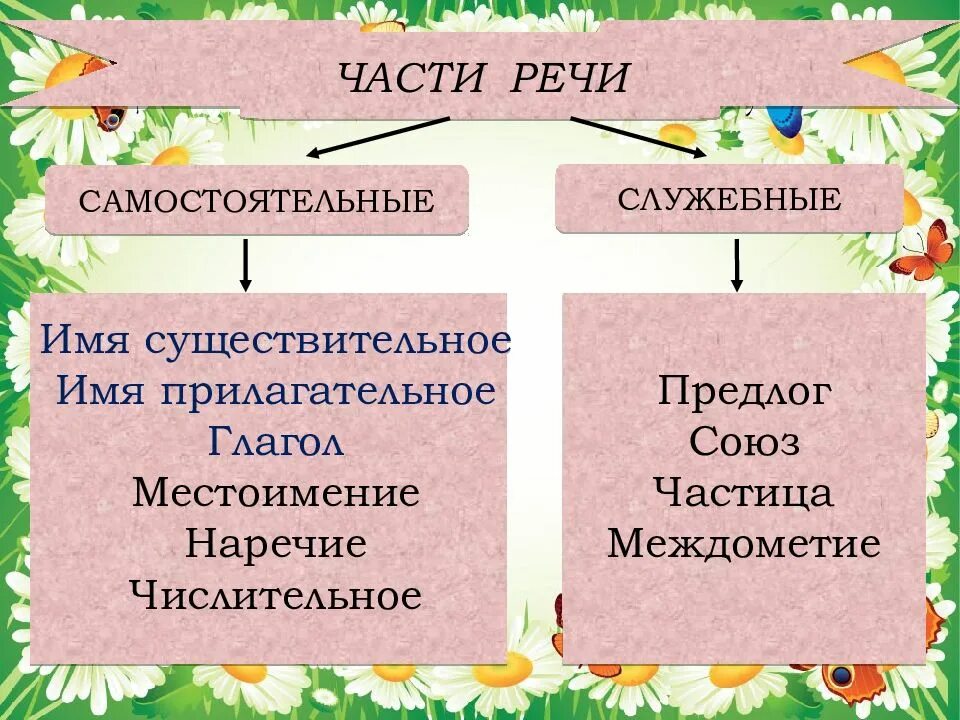 Части речи русского языка презентация