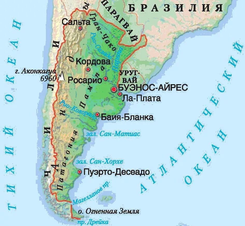 Расположение Аргентины на карте. Залив Сан Хорхе на карте Южной Америки. Аргентина на карте Южной Америки. Какой океан омывает бразилию