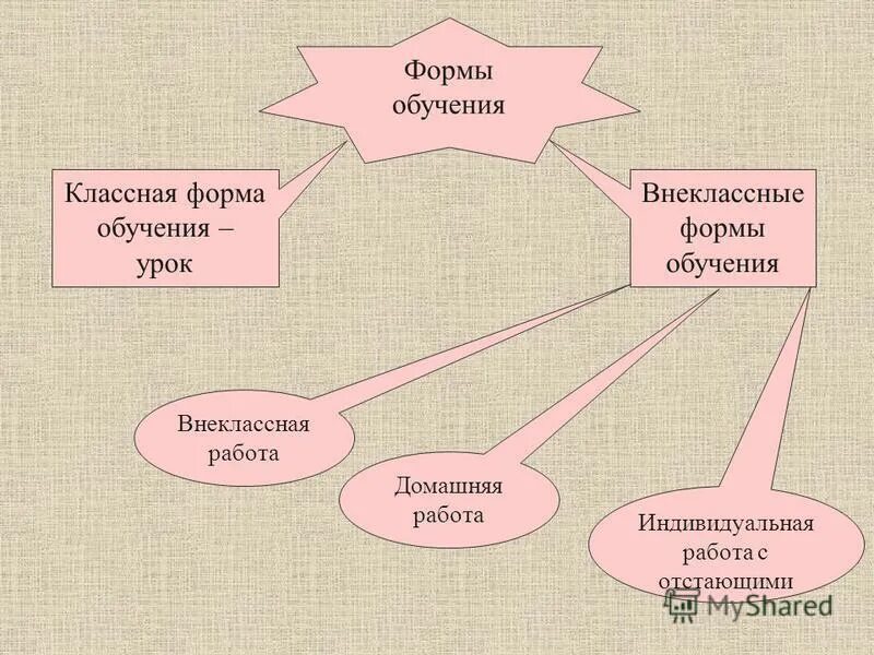 Назови формы обучения