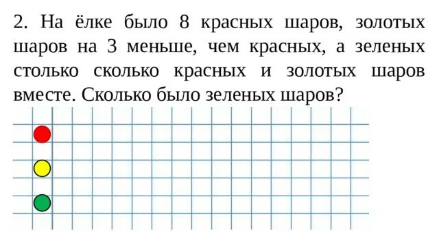 На сколько зеленых шаров меньше чем красных. На елке было 8 красных шаров. На елке было 8 красных шаров золотых на 3 меньше.