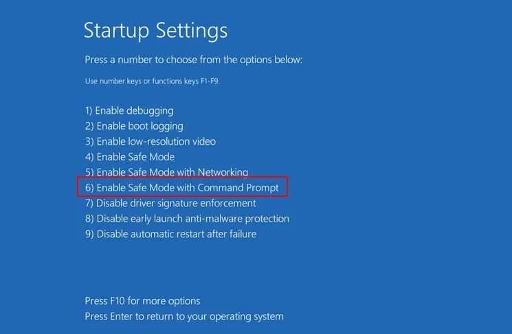 Enable safe mode