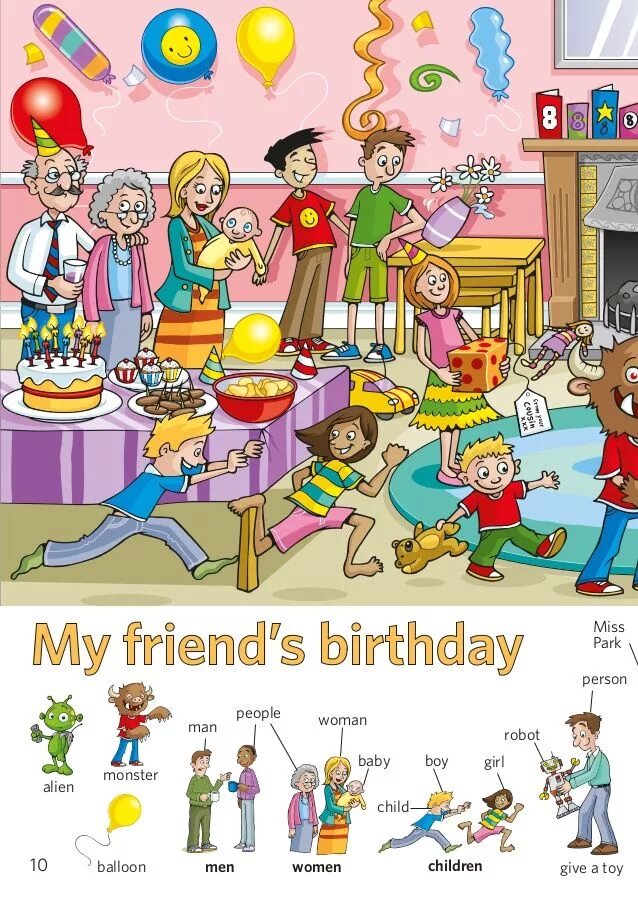 Present to my friend. Birthday Party Vocabulary. Вечеринка рисунки для описания. Party for Kids английский. Party Vocabulary for Kids.