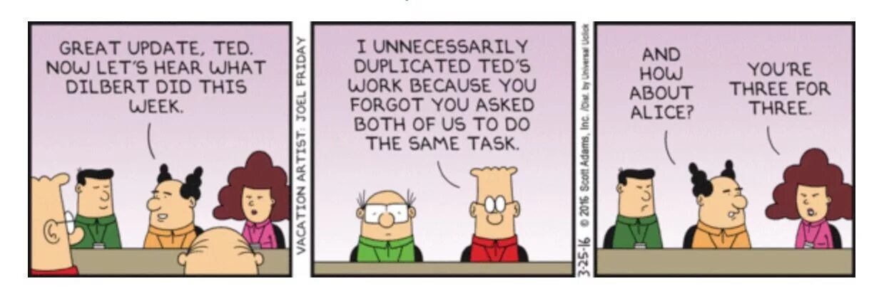 The same task. Ретроспектива Дилберт. Dilbert on young colleagues. Funny amigos.