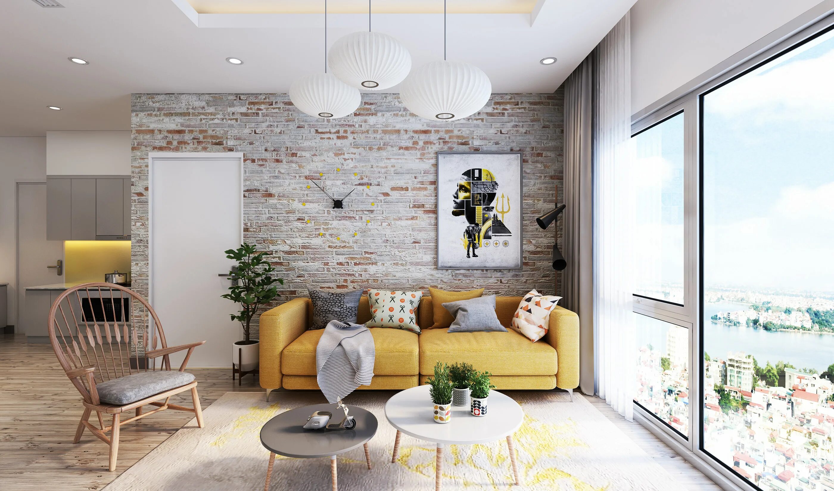 Желтый кирпич в интерьере Спальня Лофт House interior, Brick interior wall, Apartment decor