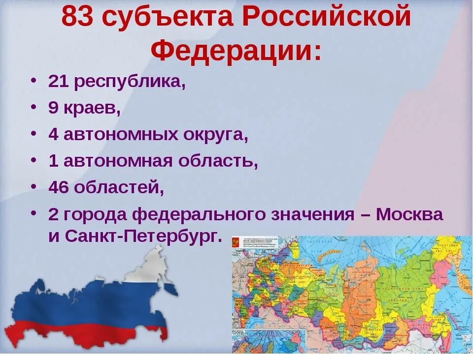 Количество субъектов российской. Субъекты РФ 1 автономная область. Субъекты Российской Федерации (субъекты Федерации). Субъект Федерации и субъект РФ. Субьектры Российской Федерация.