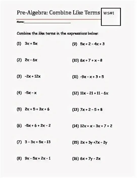 Pre Algebra. School Algebra. Worksheets Algebra. Pre Algebra 1 pdf. Like terms