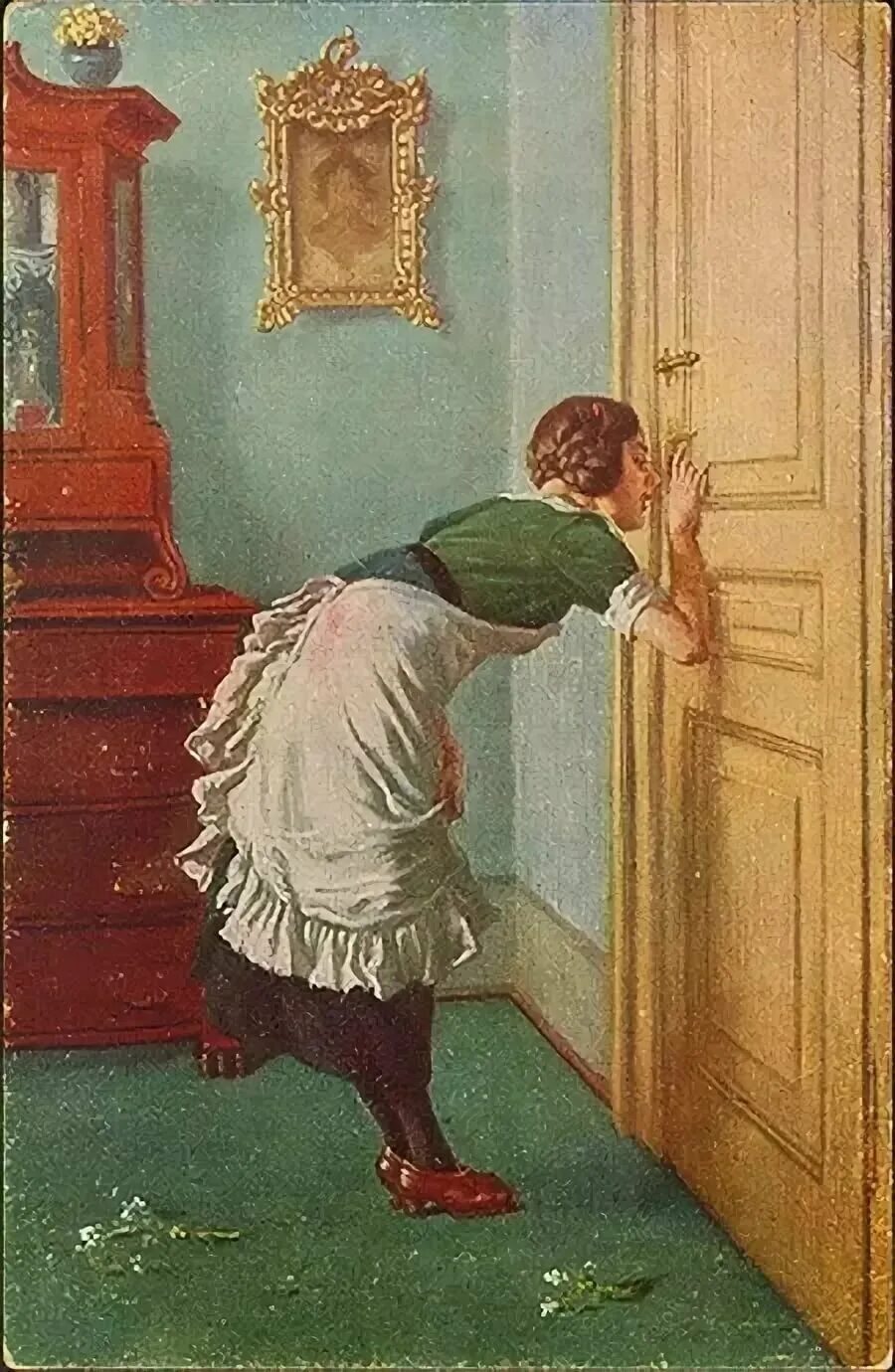 Хозяйка замка 2. Carl Zewy (Austrian 1855-1929). Carl Zewy картины. Заглядывает в дверь. Подглядывающий в живописи.