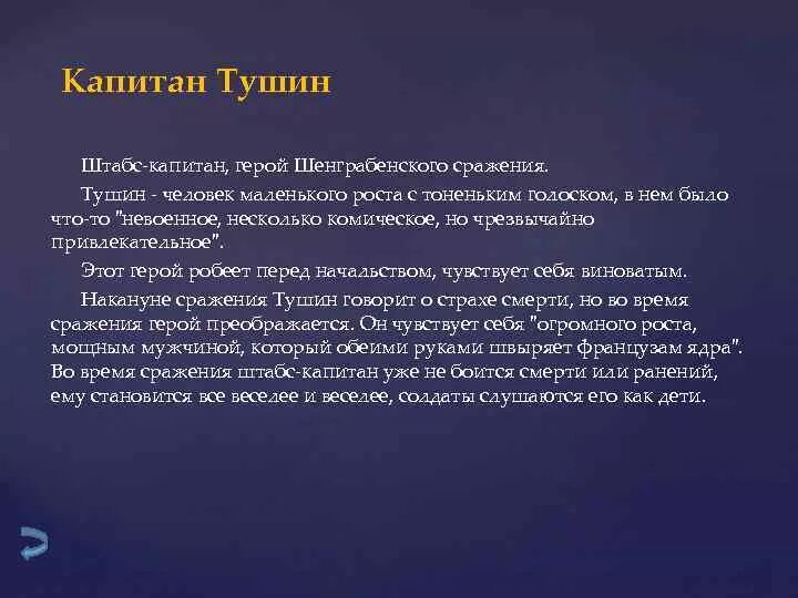 Тимохин в шенграбенском сражении. Характеристика капитана Тушина.