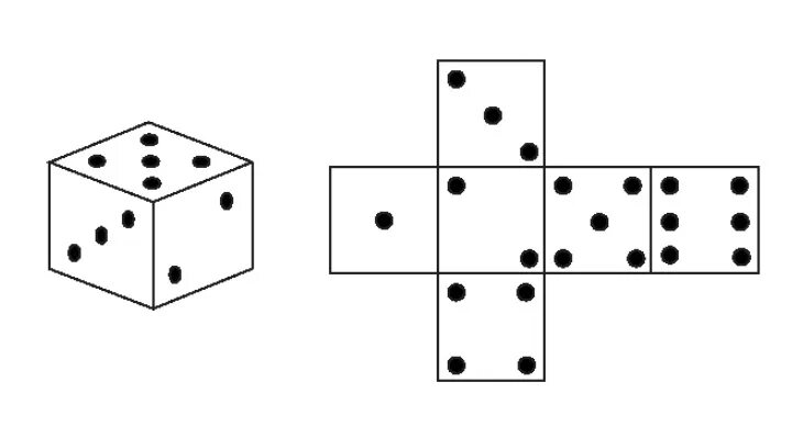 Сколько точек на кубике. Развертка Куба игрального кубика. Игральная кость развертка кубика. Развёртка кубика с точками. Развёрнутый игральный кубик.