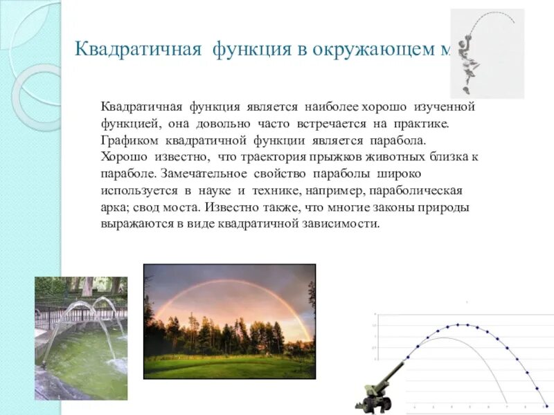 Практическое применение функции. Квадратичная функция в окружающем мире. Графики функций в жизни. Примеры функций в жизни. Применение параболы в жизни.