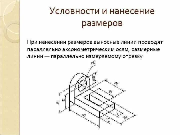 Выносные линии проводят. Нанесение размеров проекции. Аксонометрическая проекция детали. Размерные линии при аксонометрических проекциях. Выносные и размерные линии проводят.