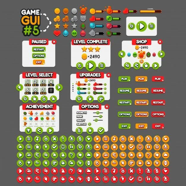 Gui 1 5. Меню ретро игр. game gui.