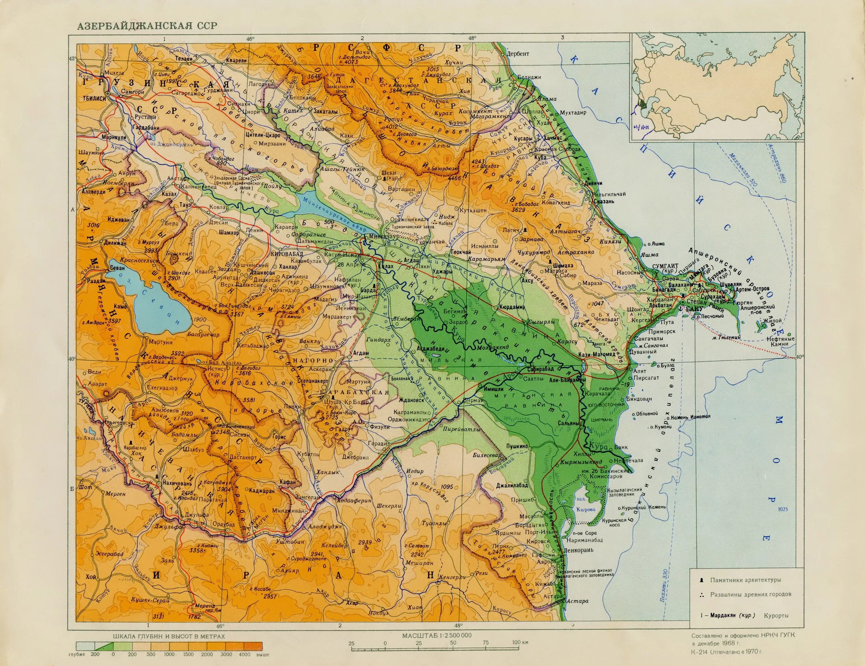 Подробная карта азербайджана